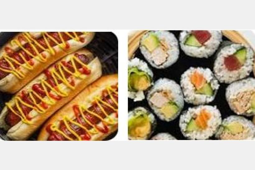 Fun Lunch Day- Hot Dogs and Sushi
